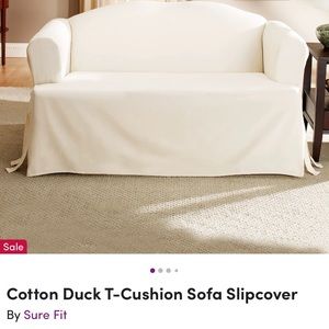 Sure Fit Cotton Duck T Cushion sofa slipcover